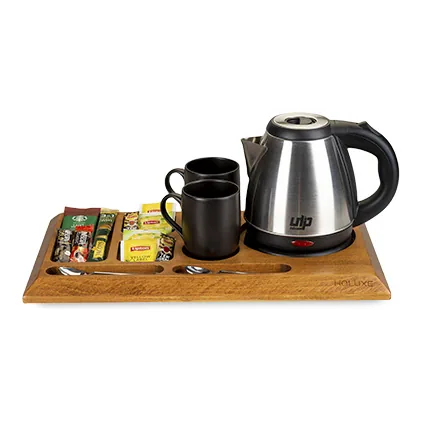 Rodez Ceviz Otel Karşılama Tepsisi ve 1.2 Lt Kettle